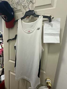 New Balance Men's Athletic Performance Tank Top White Navy Size XL